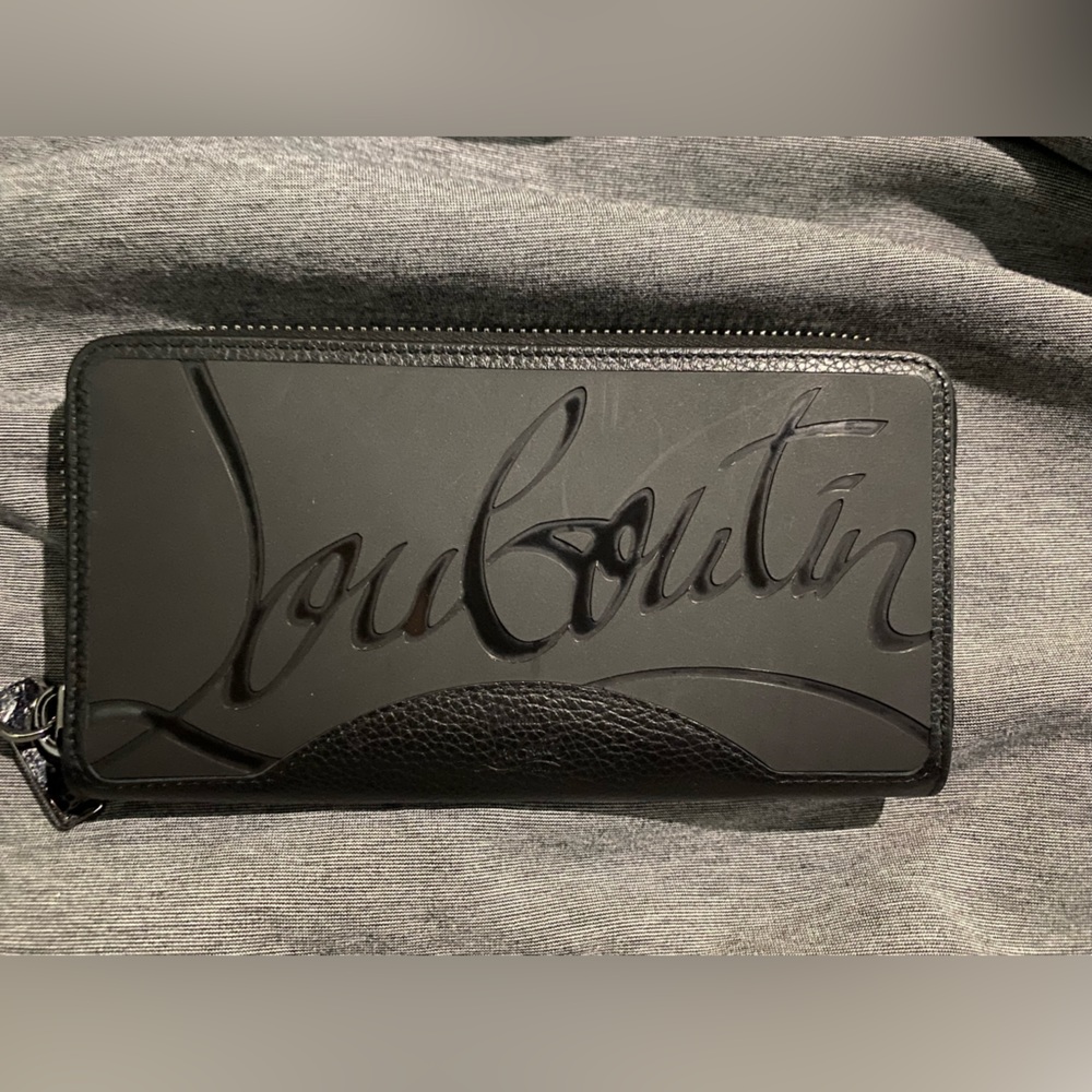 Black Christian Louboutin zip around wallet